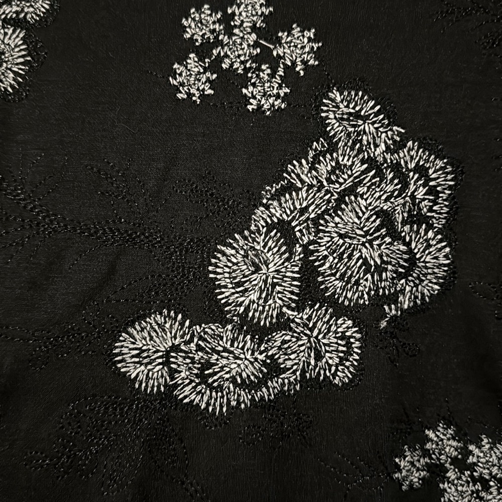 Pearl by Lela Rose Embroidered Jersey V-Neck Tunic Sweatshirt Black Women’s L - Picture 9 of 11
